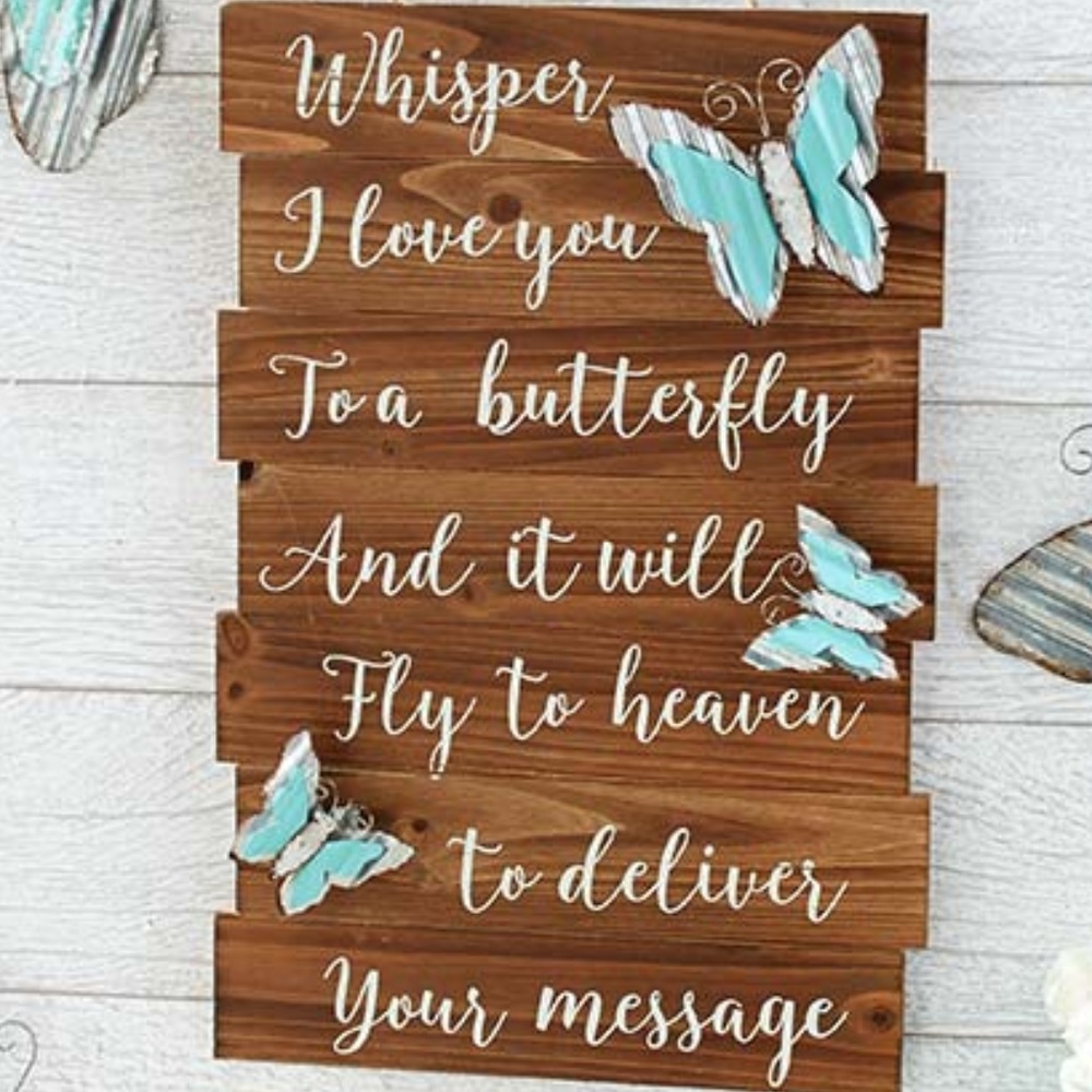 Wooden Butterfly Memorial Sign Home Decor Plaque